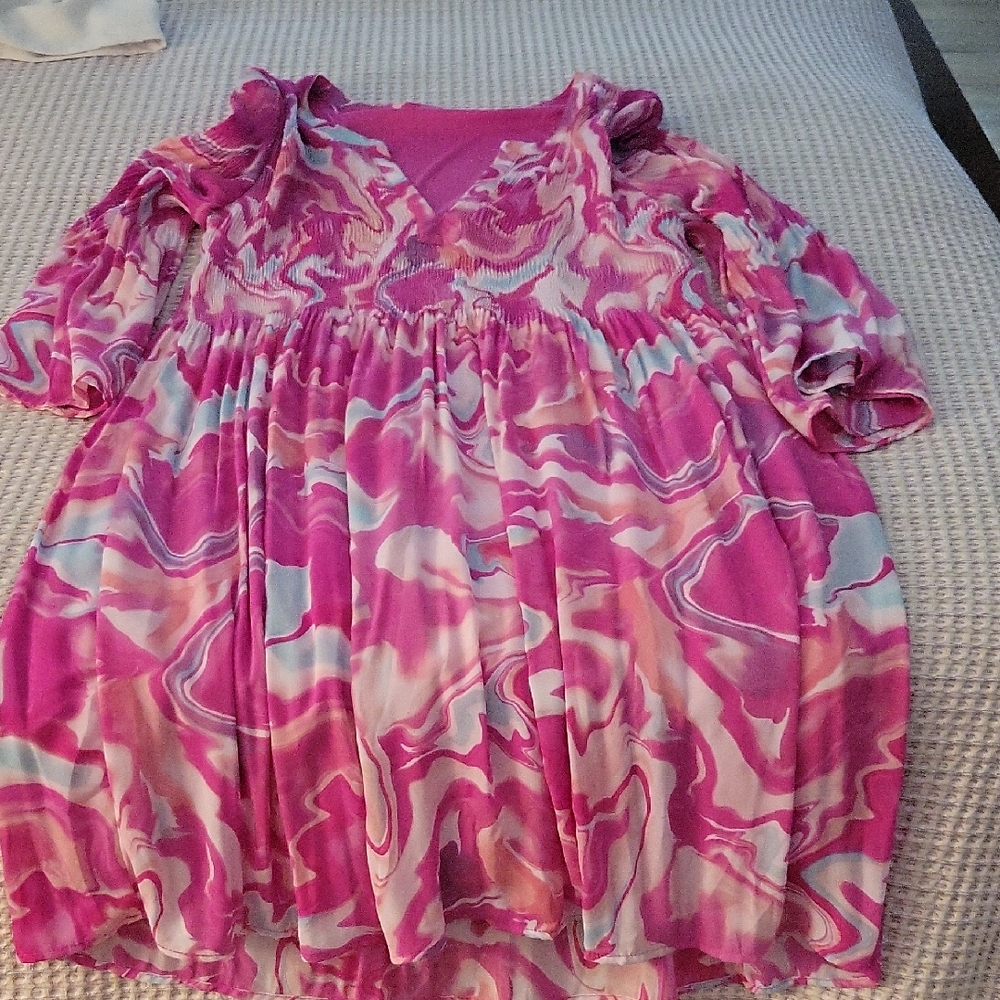 Sunny Leigh Pink and White Mini Dress